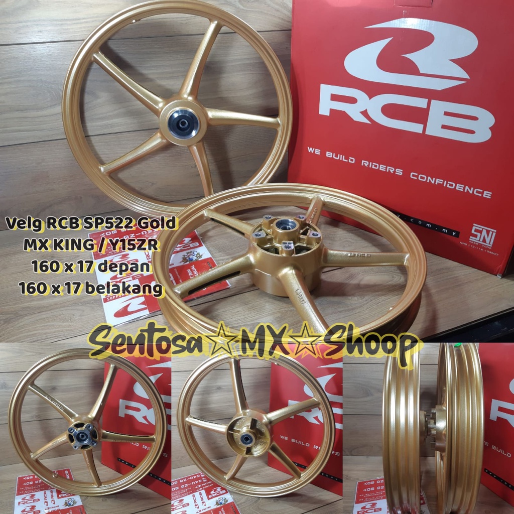 VELG MX KING / Y15ZR RCB SP522 GOLD UKURAN DEPAN 160x17 & BELAKANG 160x17 COCOK BUAT MOTOR SPAK ROAD
