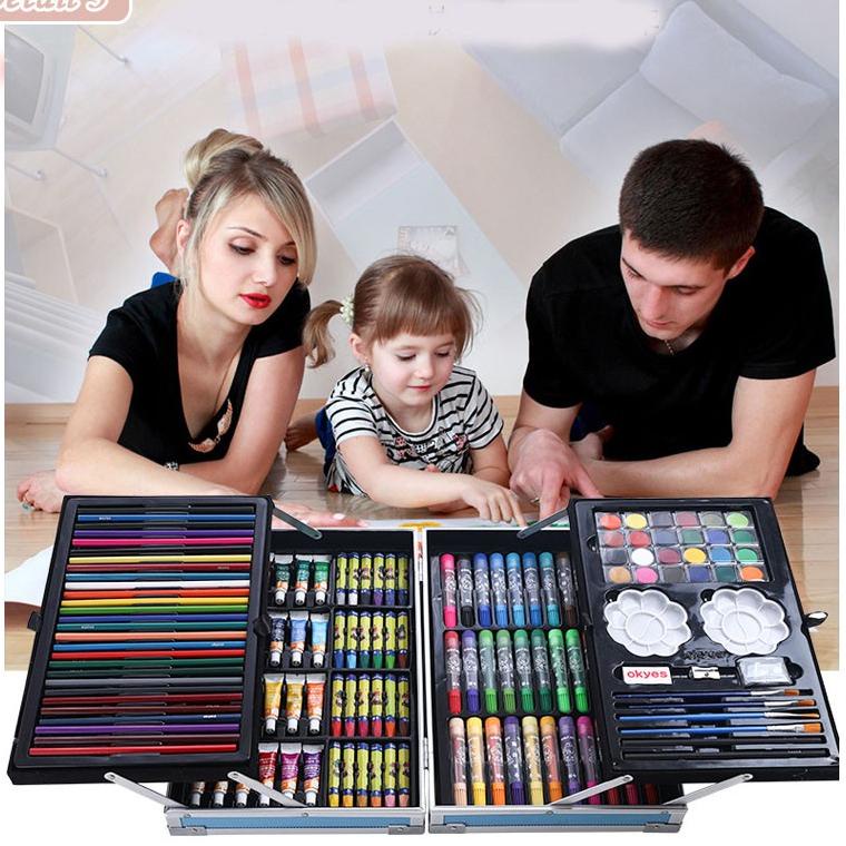 

[KODE R0ATR] Crayon Set Koper Premium Lengkap Komplit Besar Mewah 145 pcs New Model crayon souvenir hadiah ulang tahun lebaran