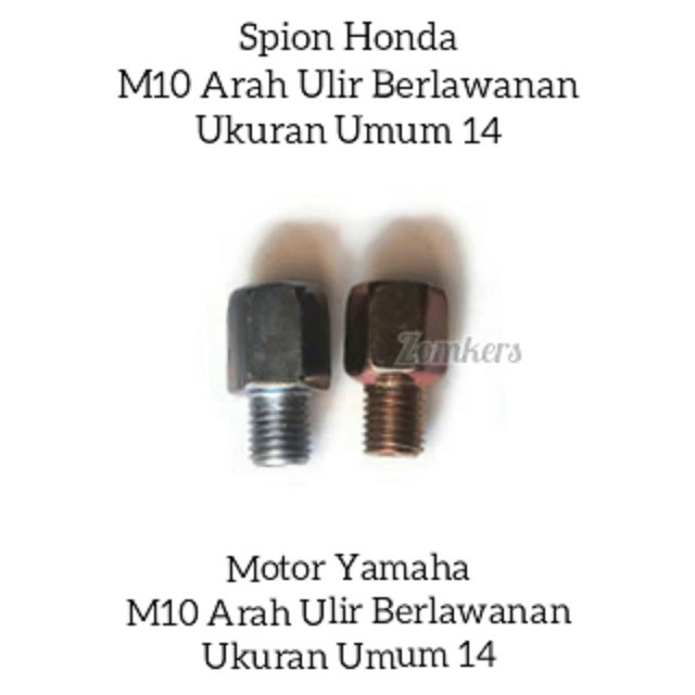 Sepasang Baut Sambungan Spion Honda Ke Yamaha Drat 14 Honda Ke suzuki Drat 12-1