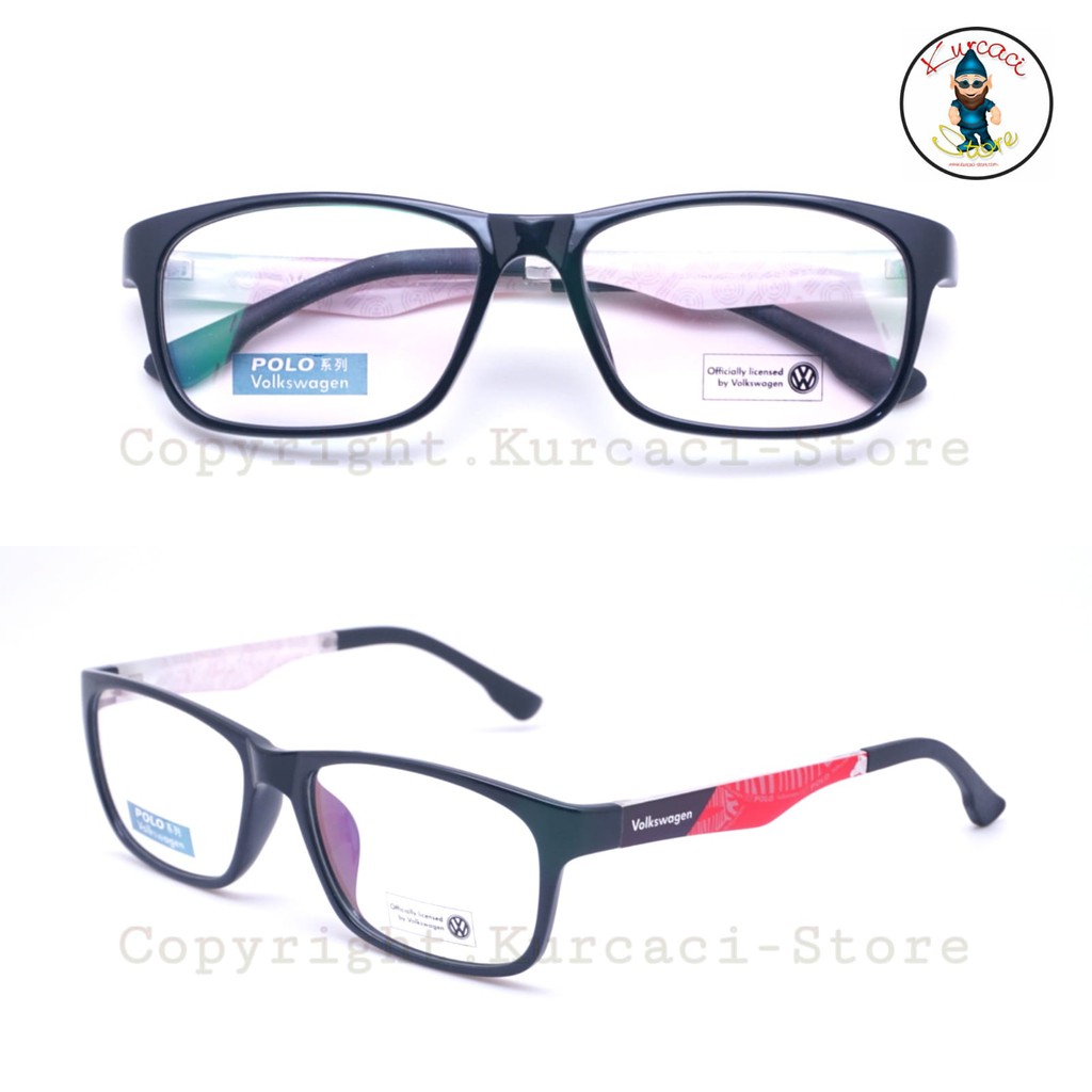 Kacamata Frame Volkswagen PL 12037 Polo Series Original Pria Wanita Kotak Korea Retro