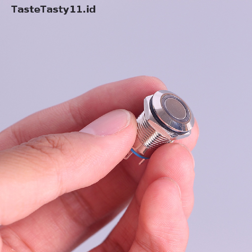 (TasteTasty) Saklar Tombol Tekan 12mm Bahan Metal Dengan Lampu LED