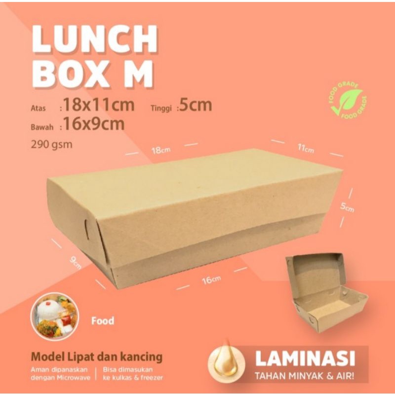 Lunch Box Kraft Medium Paper tray Paper Kertas Coklat Kotak Makan Kotak