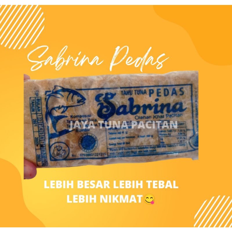 

Tahu tuna SABRINA PEDAS / tahu tuna pedas SABRINA / oleh oleh khas Pacitan / frozen food