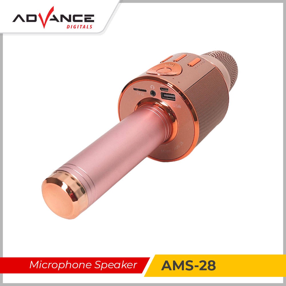Advance portabel Pembicara Kecil Karaoke AMS-28 Bluetooth 1200mah (USB, TS/SD, AUX, SPEAKER, MIC, MAGIC SOUND)