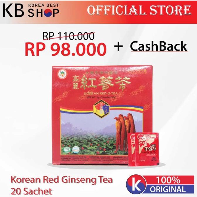 

TERMURAH PROMO KOREA RED GINSENG TEA 20 sachet x 3 gram /OBAT HERBAL ASAM URAT/OBAT HERBAL PELANGSING/OBAT HERBAL KOLESTEROL/OBAT HERBAL DIABETES