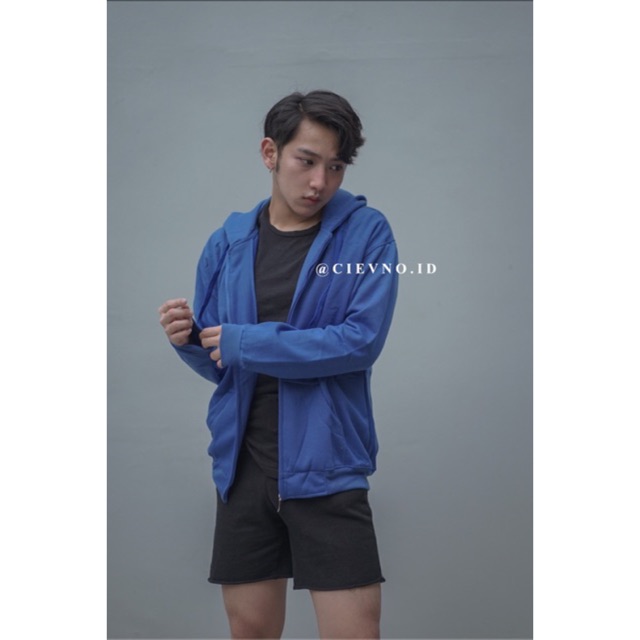 HOODIE ZIPPER BIRU BENHUR POLOS SIZE M - XXXL