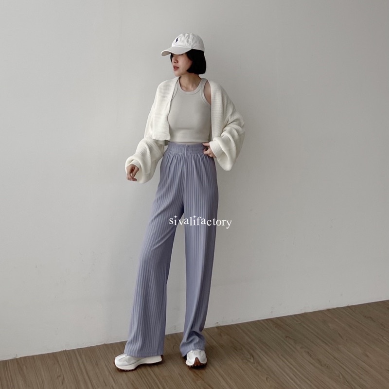 SIVALI Bora Pants | Celana Kulot Knit Wanita Tebal 1800 - Celana Kulot Highwaist