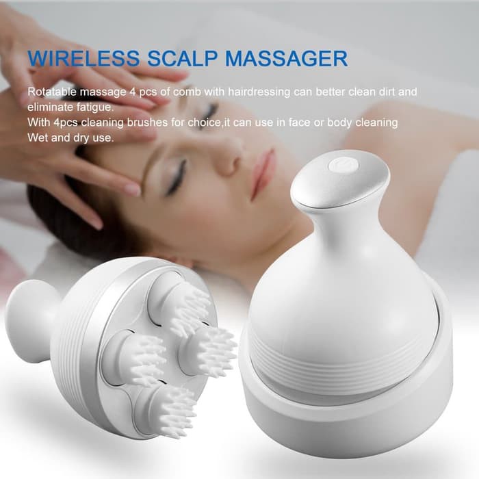 WIRELESS iSCALP HEAD MASSAGER PIJAT ANTI STRES MENCEGAH RAMBUT RONTOK