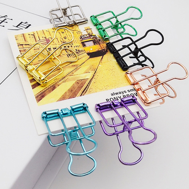 Klip Penjepit Kertas / Bon Bahan Metal Hollow Warna-Warni Untuk Sekolah / Kantor