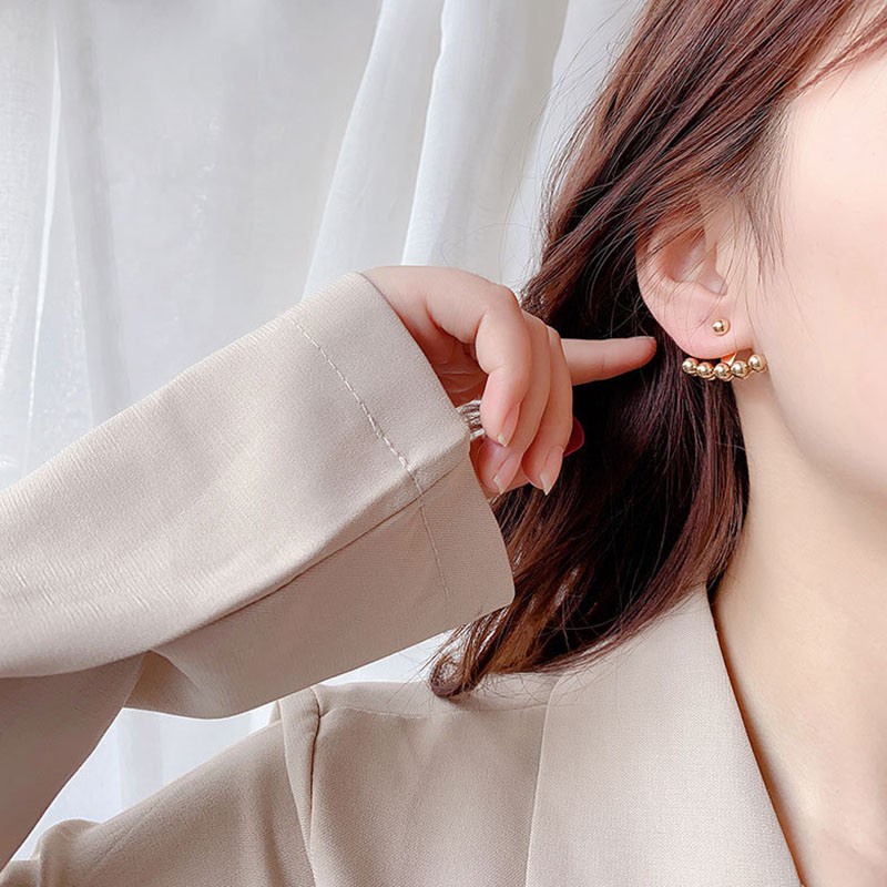 Anting Bentuk Bola Bahan metal Gaya Korea Untuk Wanita