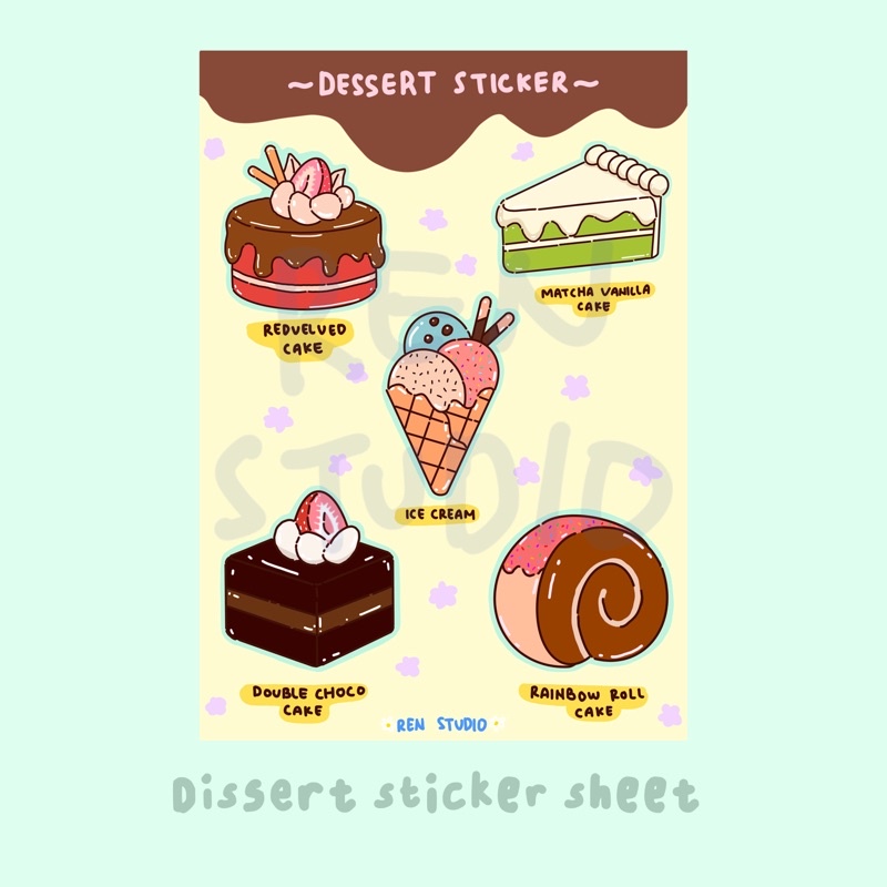 

Dessert Sticker Sheet Stiker lucu aesthetic untuk journal