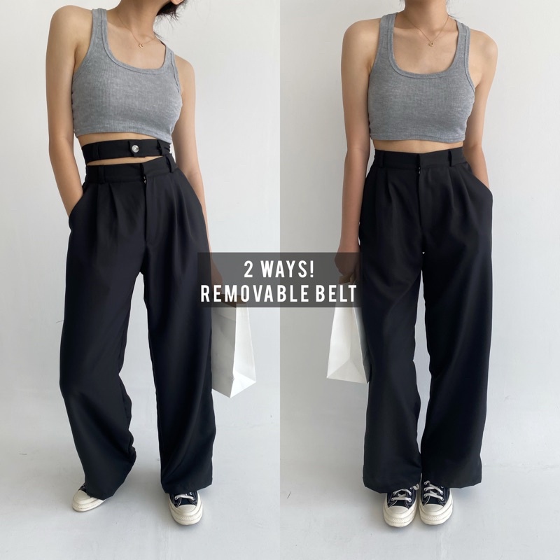 OBI PANTS - POSHA Celana Panjang Highwaist Trousers Korean Basic Long Super Highwaisted Pants