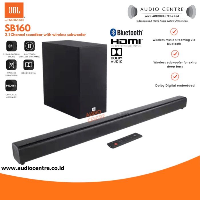 Limited - Jbl Sb160 Sb 160 Soundbar With Wireless Subwoofer 2.1 Channel