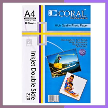 

Coral Inkjet Double Side A4 220Gr