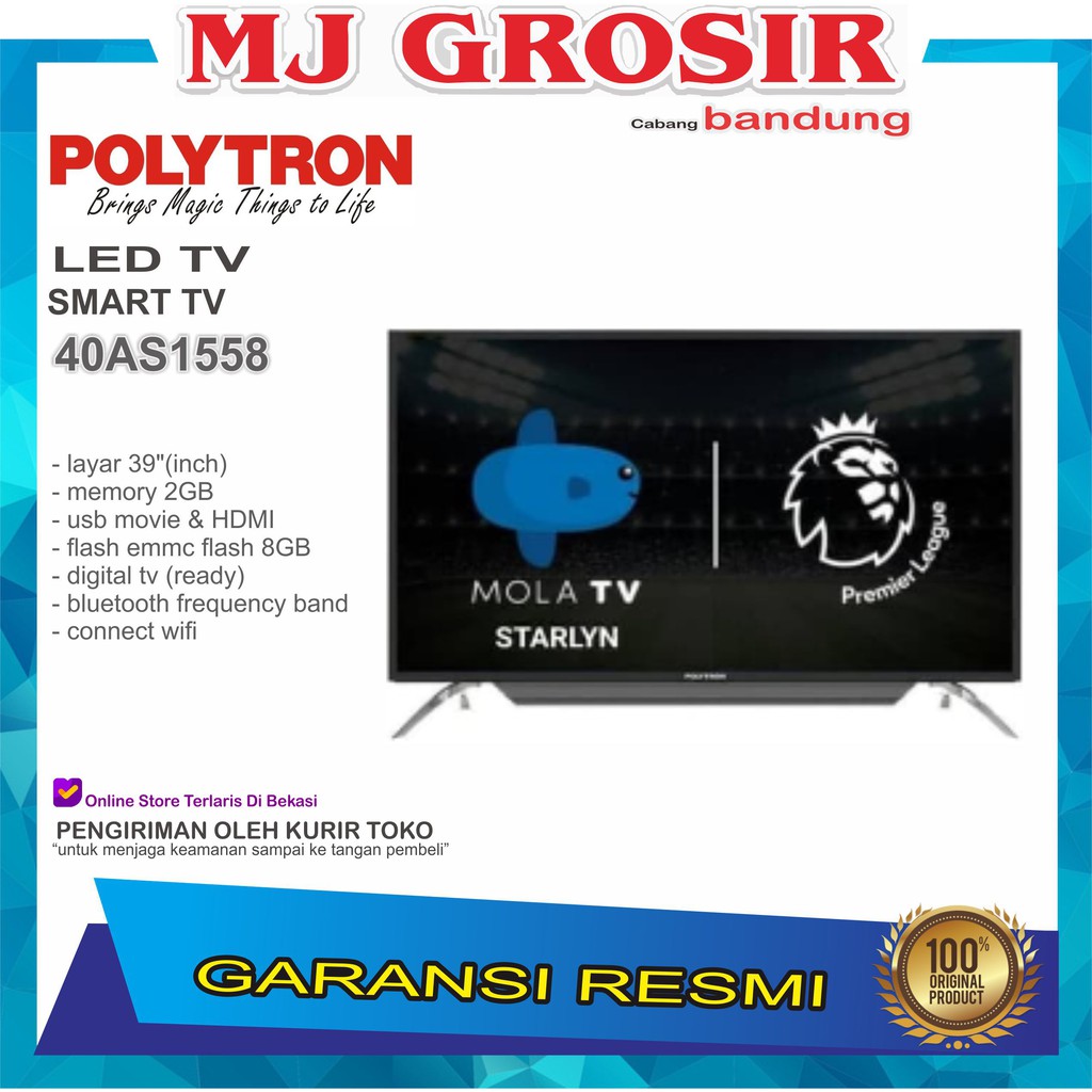 PROMO LED TV POLYTRON 43" 43AS1558 43 INCH USB MOVIE HD HDMI SMART TV