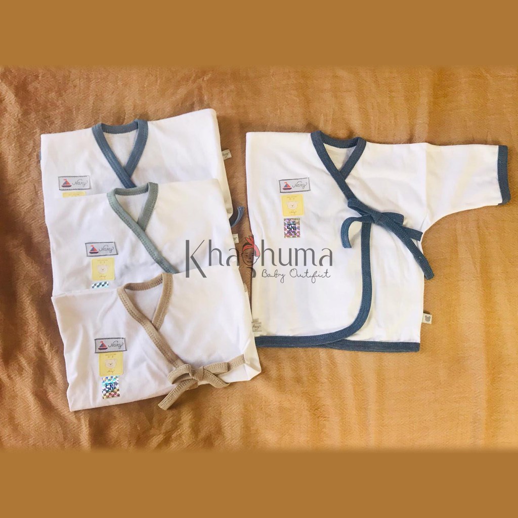 NARY Kimono Putih Panjang List Denim Newborn