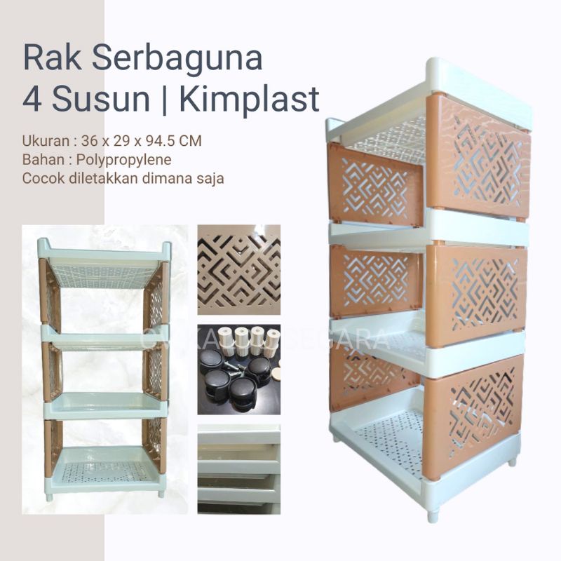 RAK SUSUN SERBAGUNA 4 TINGKAT KAKI RODA | RAK SUSUN KIMPLAT 4 SUSUN RODA | RAK YOYO 4 SUSUN RODA