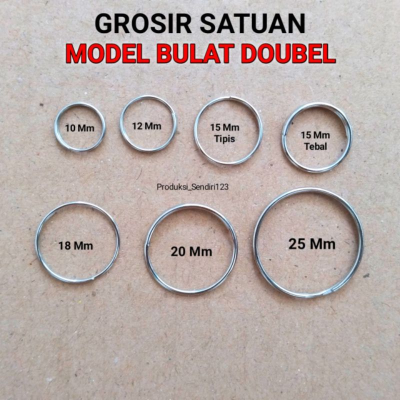 Ring ganci double Ring Gantungan kunci Bulat Ring nikel bundar Grosir
