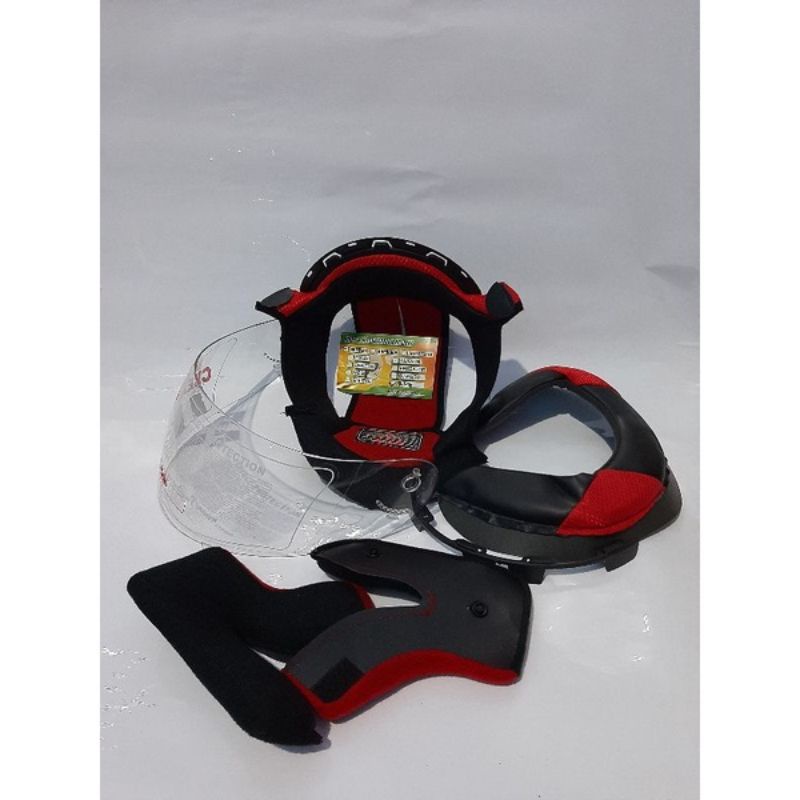 paket komplit busa helm kyt rc7 full set + kaca helm kyt rc7 hitam bening merek clear