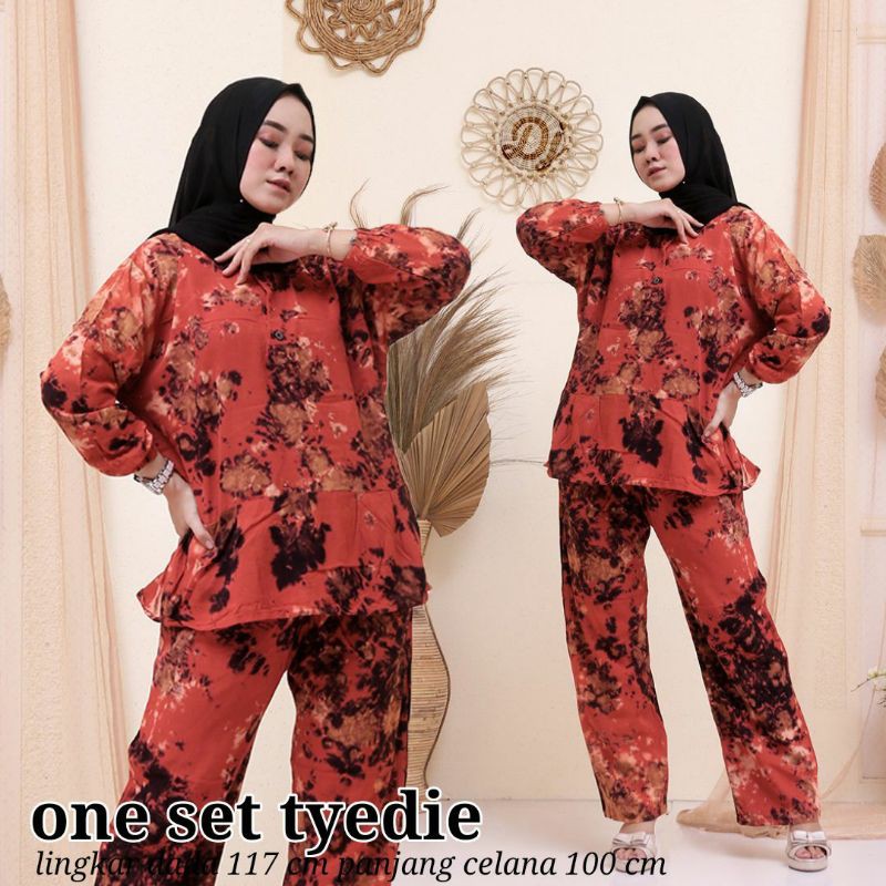 One Set Tie Dye / Setelan Pajamas Tie Dye / Setelan Lengan Panjang