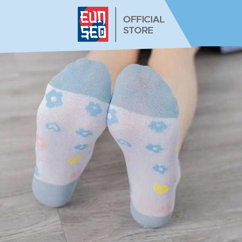 Kaos Kaki Pendek Wanita Ankle Cute Motif Bunga Biru Kaus Kaki Fashion Korea Import Quality EUNSEO