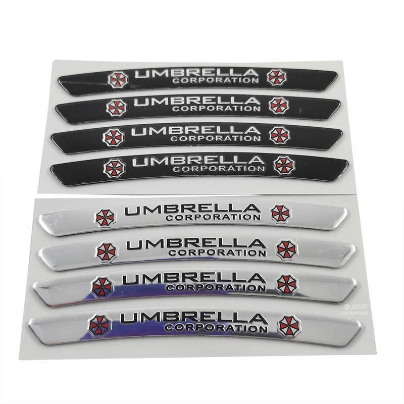 4pcs Stiker Emblem Logo Umbrella Corporation Bahan Aluminum Untuk Velg Mobil