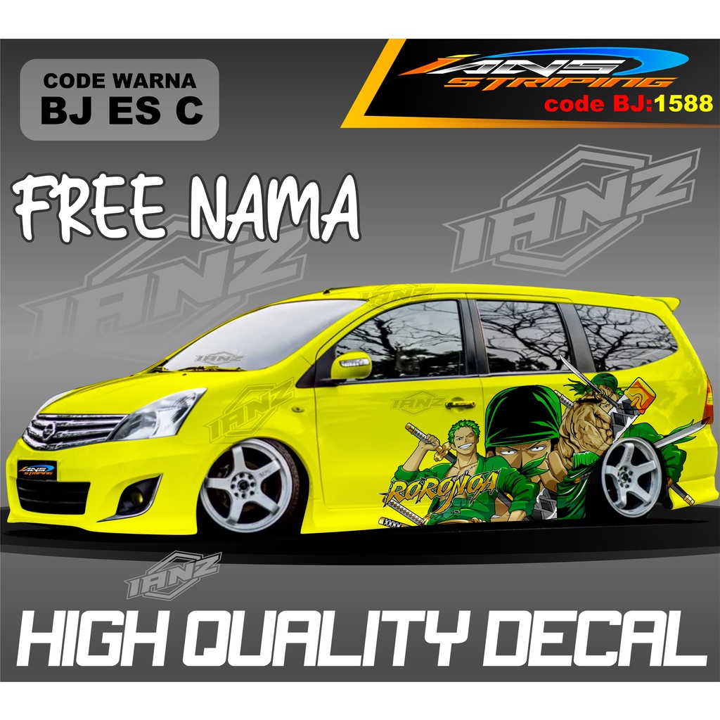 DECAL STIKER MOBIL GRAND LIVINA MOTIF RORONOA / STIKER MOBIL PAJERO / VARIASI STIKER MOBIL AVANZA / STIKER MOBIL XENIA