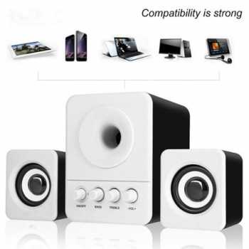 Speaker Stereo 2.1 with Subwoofer &amp; USB Power / Speaker Multimedia Satelite Stereo dengan Subwoofer / Speaker Colok Charger HP Powerbank Laptop / Spiker Murah Suara Kencang Keras Bagus Treble Bass / Sound Pengeras Suara Multimedia Speaker Suara Jernih