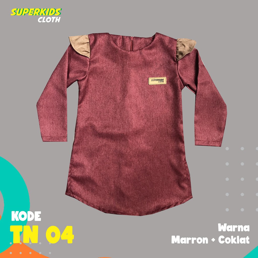 TUNIK ANAK CEWEK KEMEJA ANAK PEREMPUAN SUPERKIDS MAROON 1 - 10 Tahun