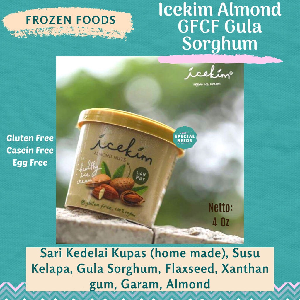 Ice Cream Almond Icekim Eskrim Vegan Gula Sorghum Dairy Free Gluten Free Low Fat Diet Special Needs Shopee Indonesia