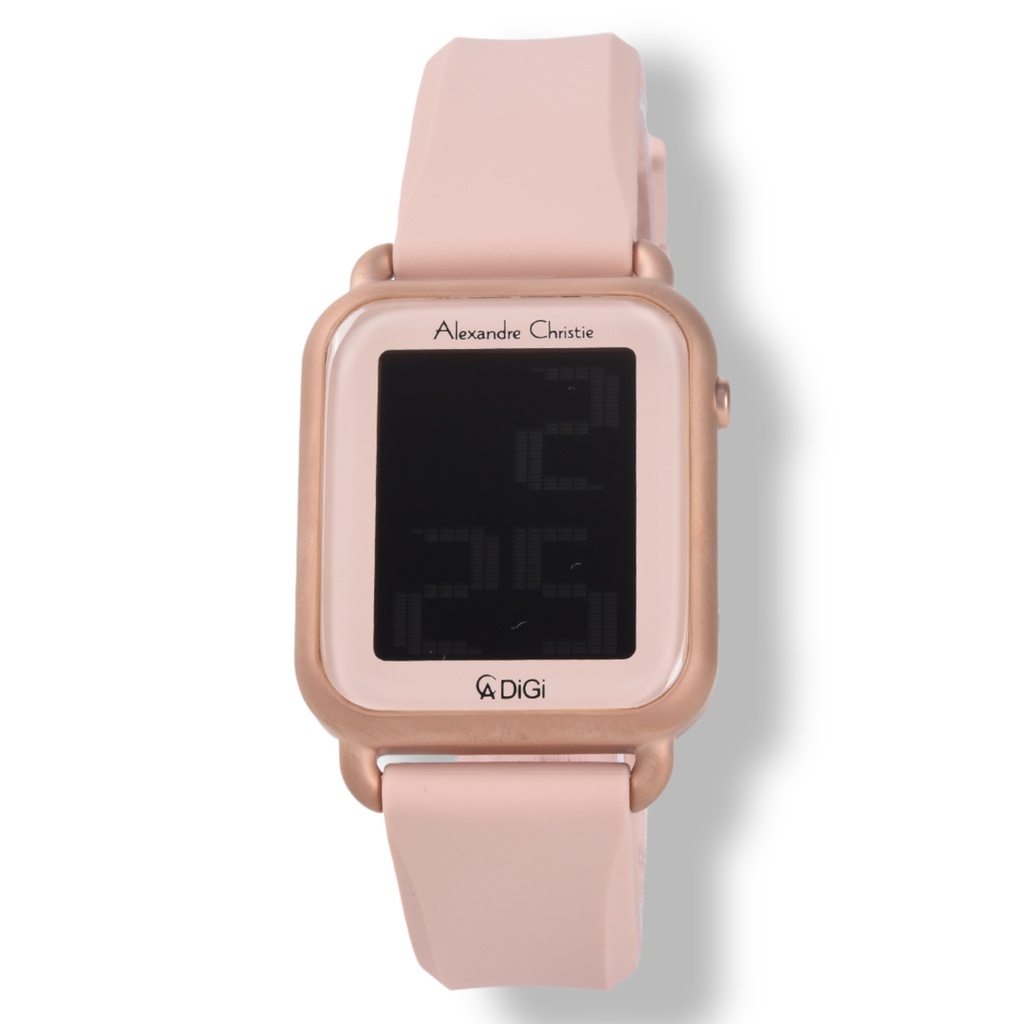 Alexandre Christie 9332 LHRRGBAPN - Jam Tangan Digital Wanita - Rosegold - Rubber Strap