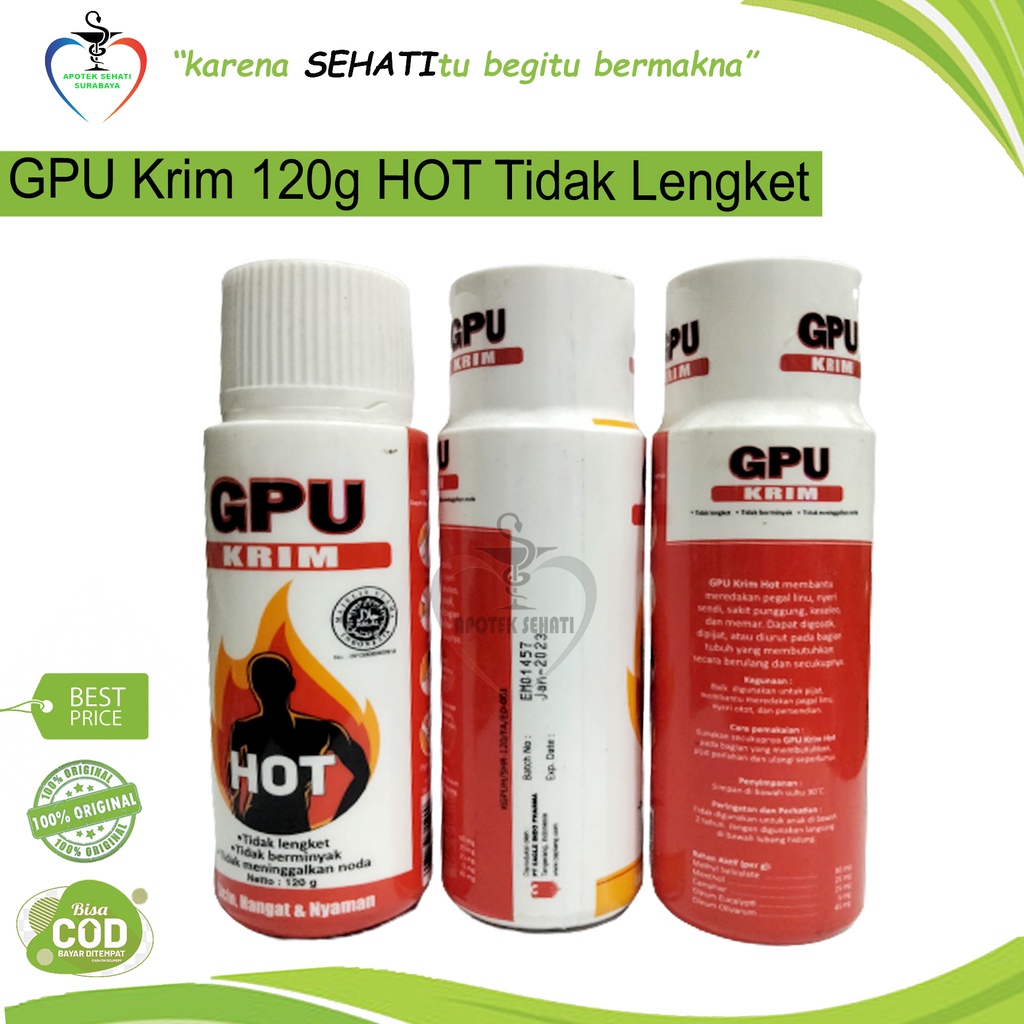 GPU KRIM HOT 120 Gr BOTOL OBAT GOSOK DAN PIJAT