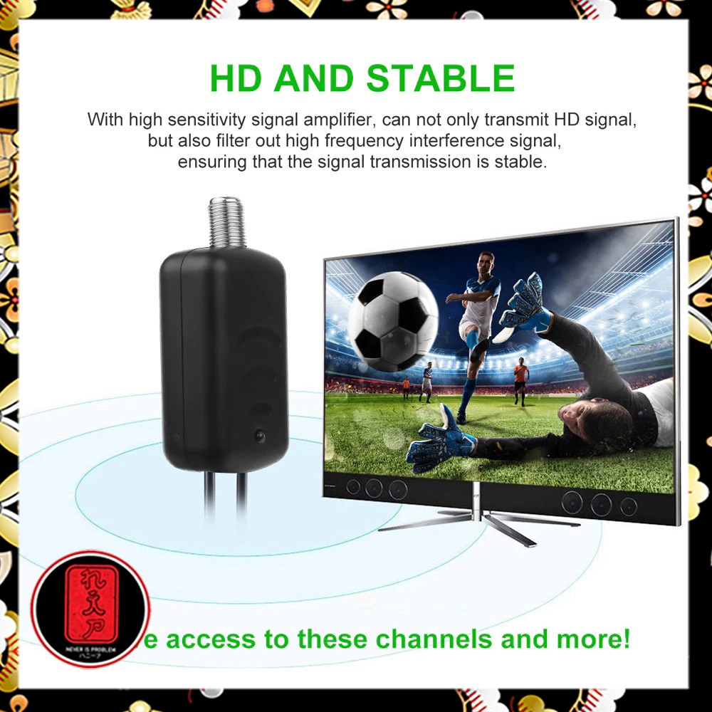 Taffware Penguat Sinyal Antena TV Amplifier Signal Booster HD DVB-T2 for Digital TV Antenna - TFL-D15 - Black