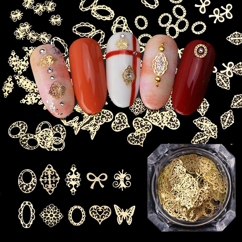 Agustina Stiker Kuku Slice Kalung Kupu-Kupu Dekorasi Kuku 3D Nail Polish Patch Tipis Slice Melubangi Bagian Komputer Nail Polish Tips Glitter Paillette