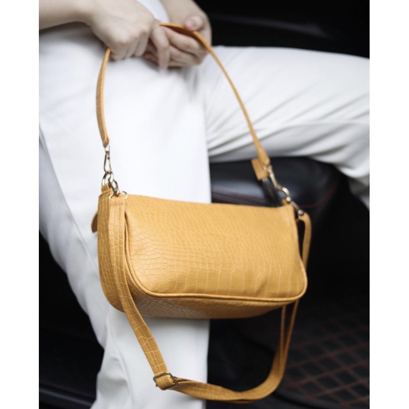 Tas Bahu / Selempang Croco Kuning Mustard