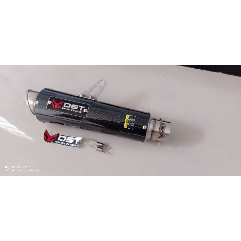 Knalpot racing original DST Racing M1 long carbon inlet 50mm silincer only knalpot motor racing universal-3