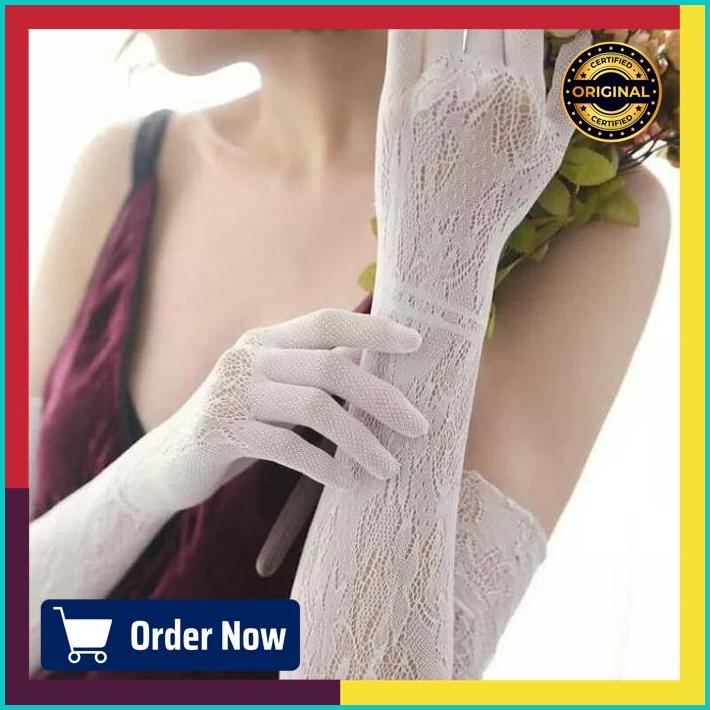 Baru Sarung tangan panjang wedding/sunscreen driving gloves - Putih