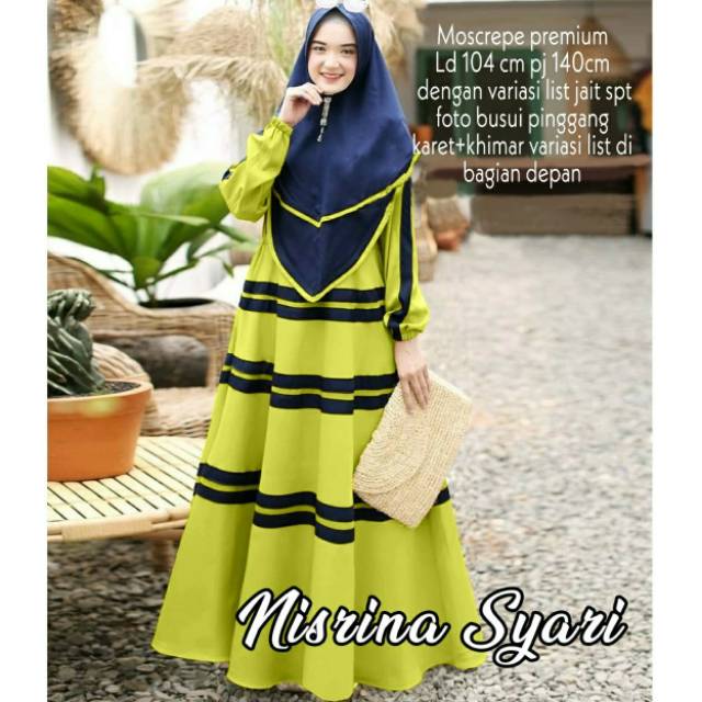 SYARI NISRINA MOSCREPE / GAMIS SYARI BUSUI TERLARIS / GAMIS BUSUI /  GAMIS TERBARU / GAMIS DEWASA