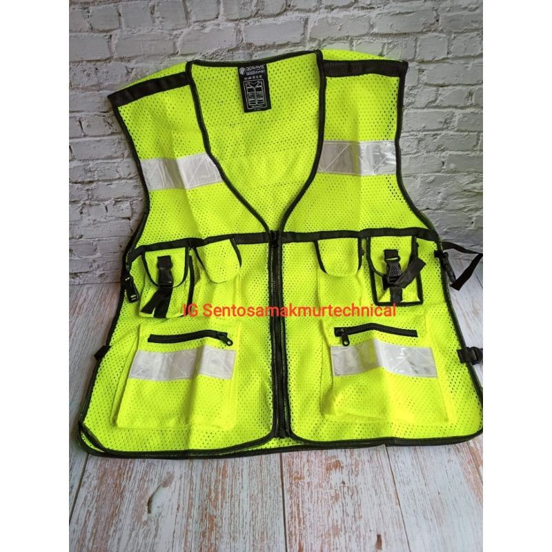 Rompi Jaring Safety 6 Kantong Vest Scotlite Hijau dan Orange