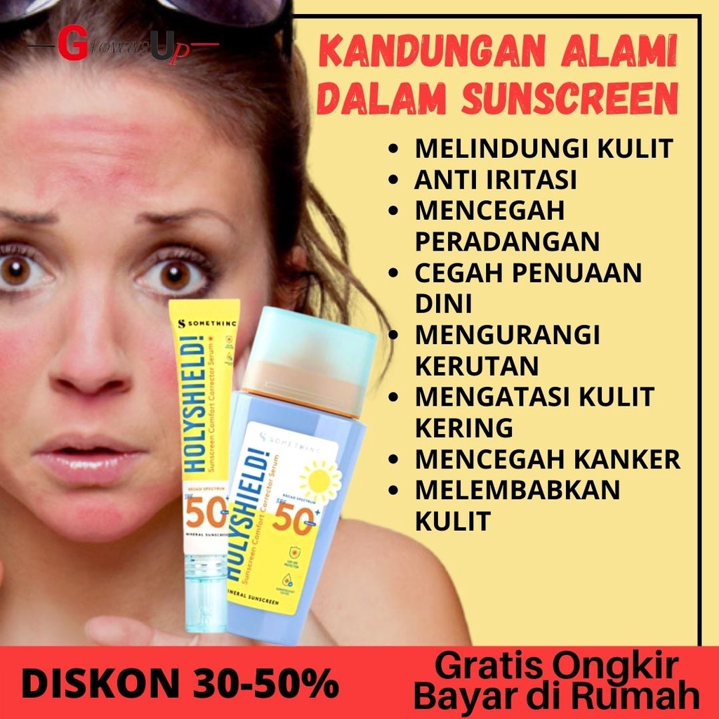 Serum Wajah Anti acne SOMETHINC Holyshield Sunscreen Comfort Corrector Serum SPF 50+ - 15ml Perawatan Wajah