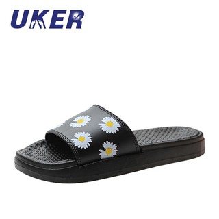  Sandal  Selop  Model Flat Open Toe Aksen Bunga  Daisy untuk 