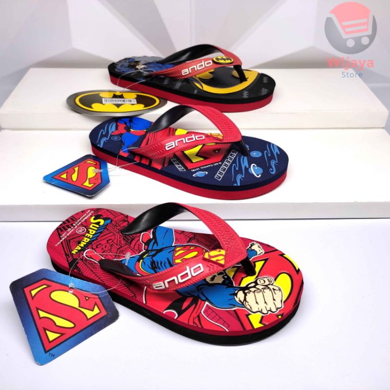 Sandal Jepit Anak Laki-Laki Ando Player 28-32 Sendal Karakter Superhero Superman Batman Desain Seru untuk Aktivitas Sehari-hari SPM BT 2301 210 103