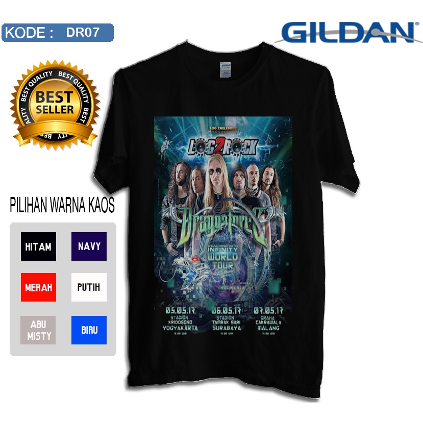 kaos dragonforce  konser 2017 style kaos original gildan dr07