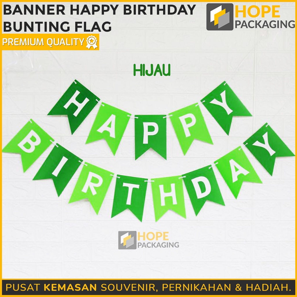 Banner Happy Birthday SEGI LIMA / Bunting Flag Ulang Tahun Tulisan Gold Pastel HIjau Biru / Cheap Banner