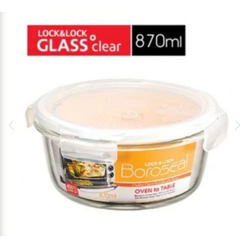 LLG855 - lock&amp;lock Heat Resist Air Tight Glass Round 870ML/Bulat Tahan Oven 870ML