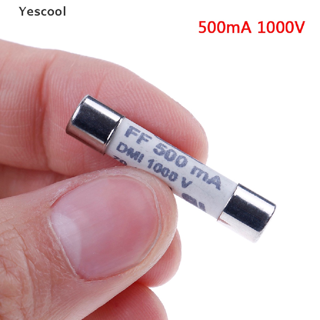 Yescool 1Pc Sekring dmi FF 0.5A 500mA 1000V Untuk multimeter F15B F17B F18B 6.3x32mm