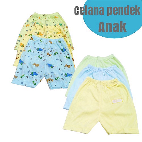 1 lusin Celana Pendek Baby | Celana Bayi katun Print Polos dan print 0-6 BLN