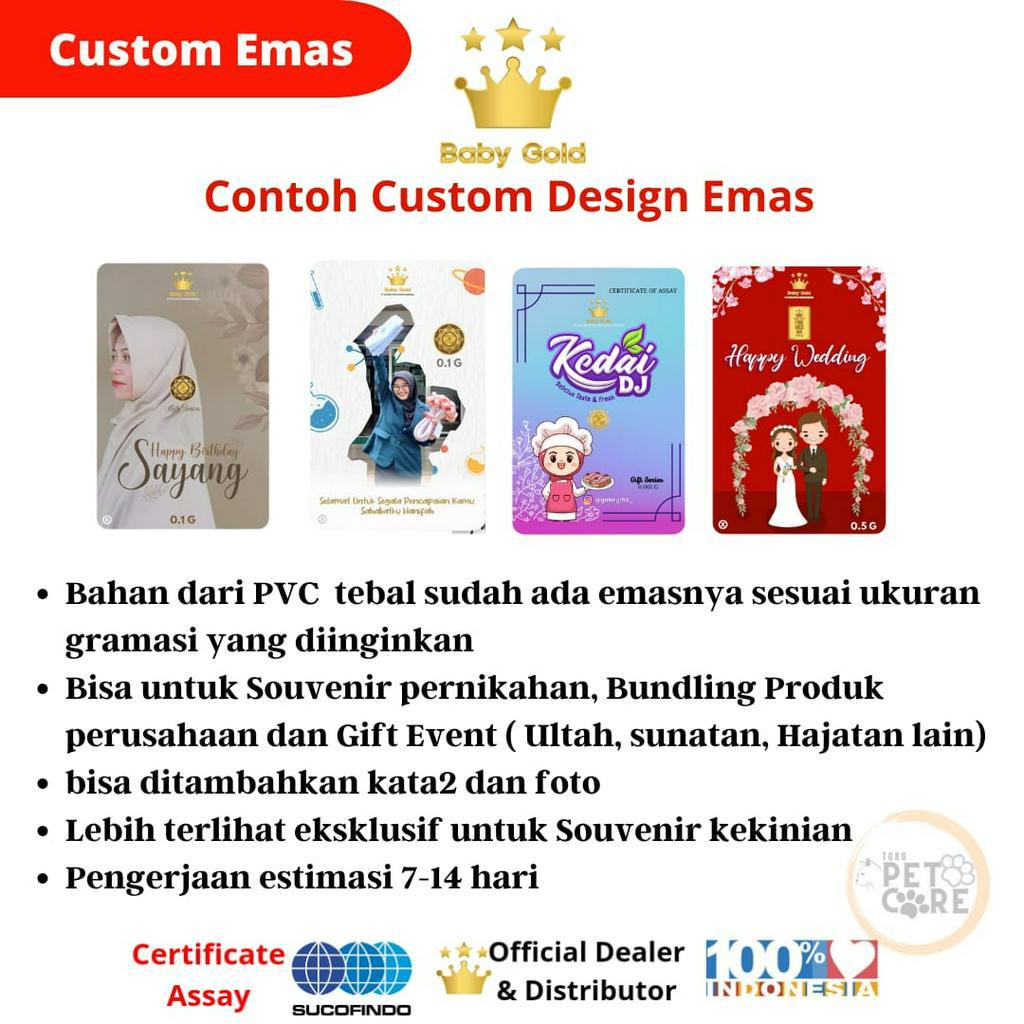 Custom Emas Baby Gold Logam Mulia Emas Mini 24K 0.001/0.002/0.005