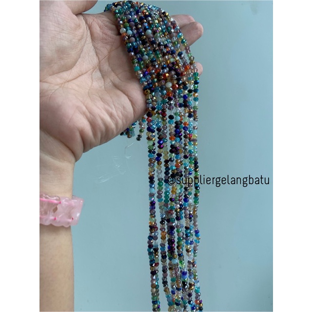 Crystal Ceko multicolor 4mm mix campur warna bahan craft manik donat