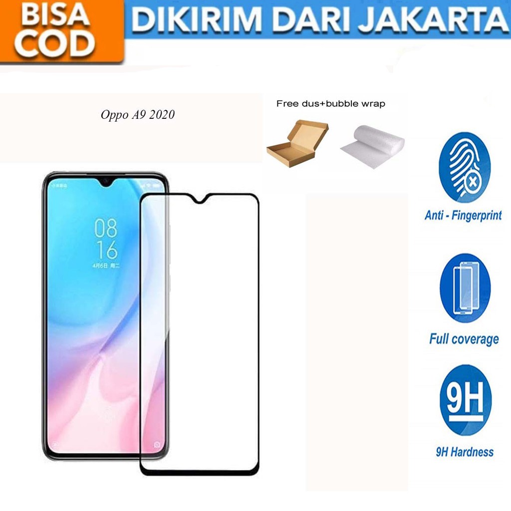 Oppo A9 2020 Full Cover/Full Screen Tempered Glass Screen Protector Anti Gores